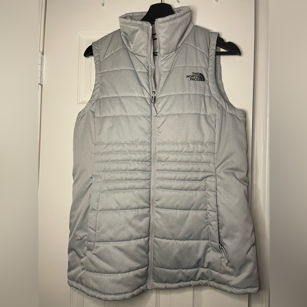 The North Face women’s gray puffer vest